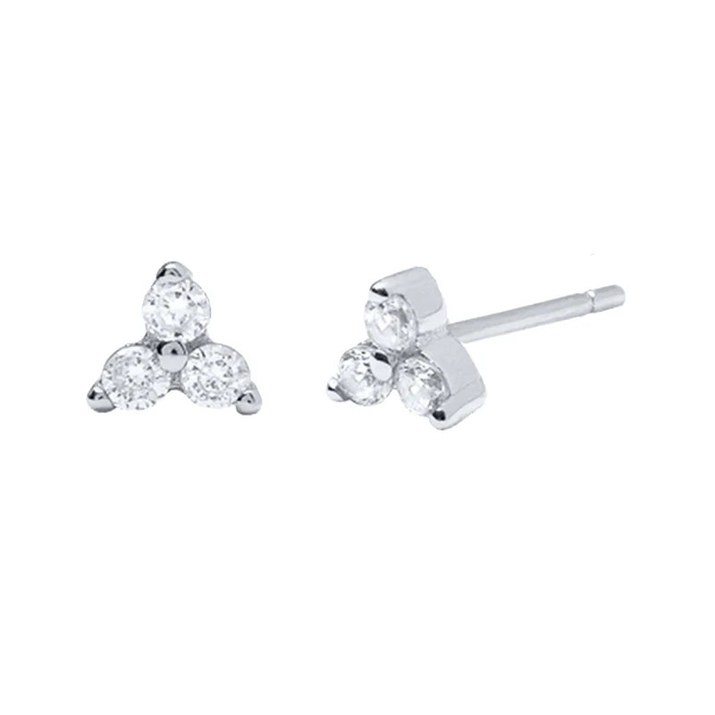 925 Sterling Silver Needle Small Geometry Triangle Crystal Stud Earring for Woman Lovers' Couples Bling Simple Piercing Earrings