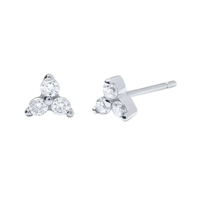 925 Sterling Silver Needle Small Geometry Triangle Crystal Stud Earring for Woman Lovers' Couples Bling Simple Piercing Earrings