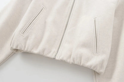 MUJER Red Zipper Bomber Jackets for Women Soft Cropped Jackets Woman 2025 Long Sleeve Woman's Sports Jacket New in Outerwears