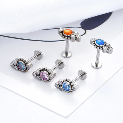 G23 Titanium ASTM F136 Cartilage Ear Studs Zircon Opal Agate Labret Lip Tragus Christmas Gift Piercing Jewelry For Women