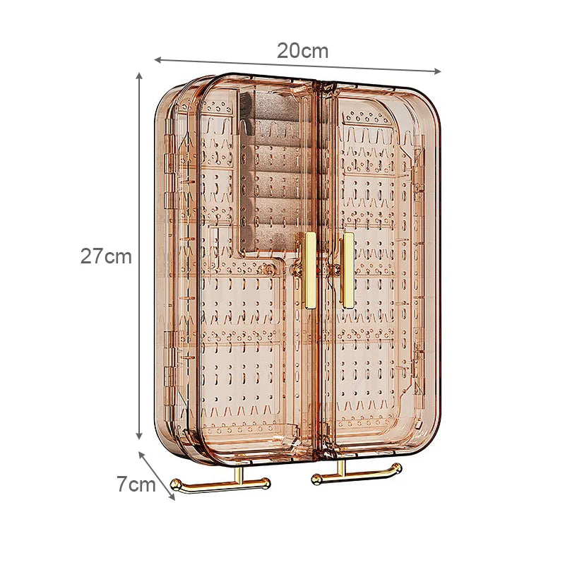 Dustproof Jewelry Box Large Capacity Transparent Earring Holder Wall Mounted Jewelry Chest Bedrooms Women Jewelry Storage Box