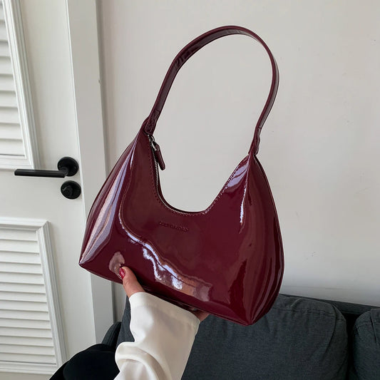Red Underarm Bag Y2k Chic Purse for Women Girls Pretty Christmas Gift Fashion Shoulder Bag Patent Leather Tote Hobo Bag 2024