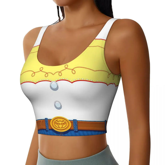 Toy Story Jessie sports bra featuring a colorful design inspired by the beloved character