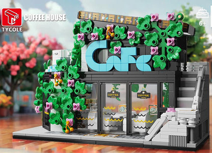 572PCS Building Blocks Toy For Kids City Street View Coffee Flower House Model Big Size Particles Bricks 3D Puzzle Educational T