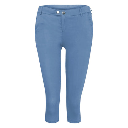Women's Slim Fit Casual Solid Color Button Pocket Capris For Women