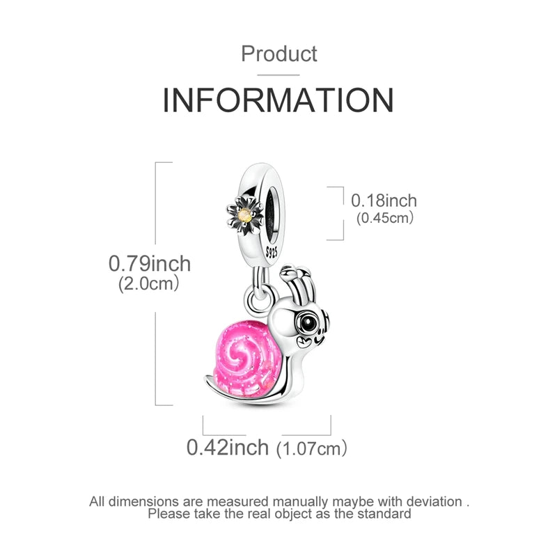 Original Charms Bead 925 Sterling Silver Inlaid Zirconium Animal Paper Crane Snail Pendants Fit Bracelet Jewelry Gift Marking