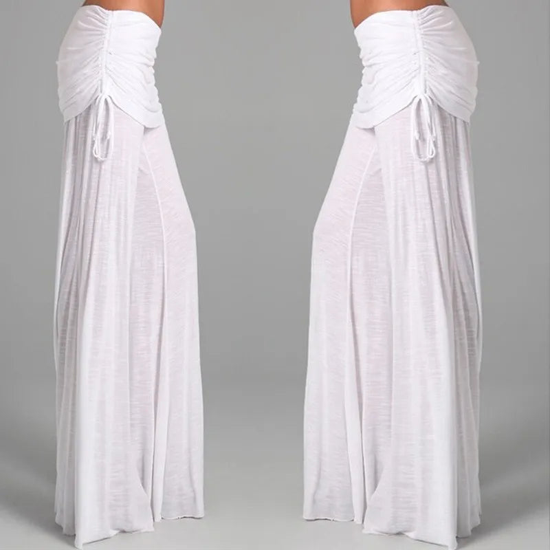 EtherealBe women's medieval cosplay pants in flowing white fabric with gathered details