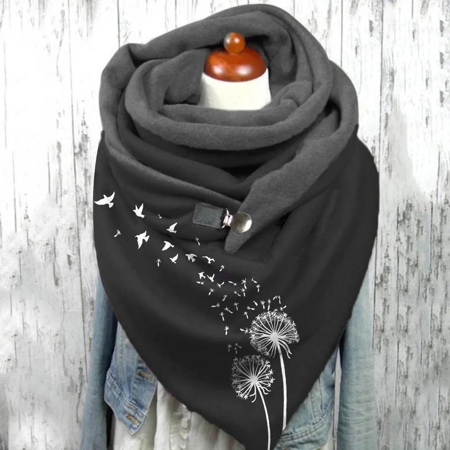 Fashion Scarf Graphic Music Note Print Square Scarves With Button Clasp Women Winter Warm Scarf Female Neck Warmer Blanket Wraps