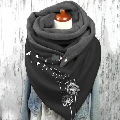 Fashion Scarf Graphic Music Note Print Square Scarves With Button Clasp Women Winter Warm Scarf Female Neck Warmer Blanket Wraps