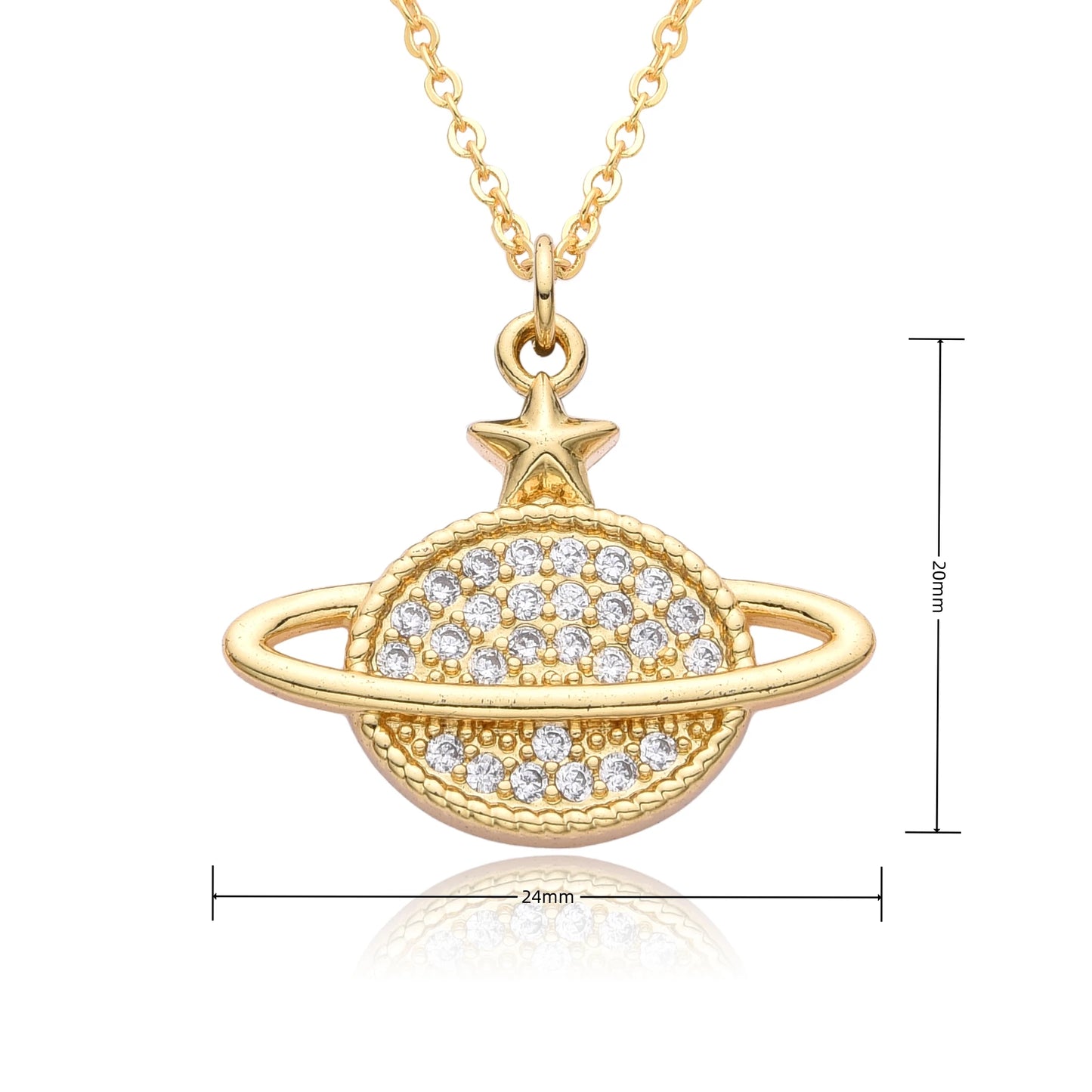 Y2K Gold Color Saturn Charms Micro-inlaid CZ Necklace for Women Planet Choker Chain Pendant DIY Jewelry Christmas Gift Wholesale