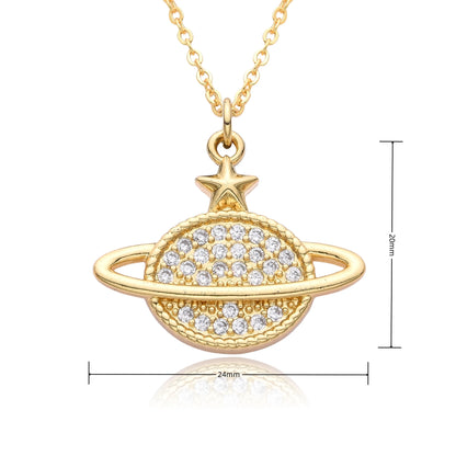 Y2K Gold Color Saturn Charms Micro-inlaid CZ Necklace for Women Planet Choker Chain Pendant DIY Jewelry Christmas Gift Wholesale