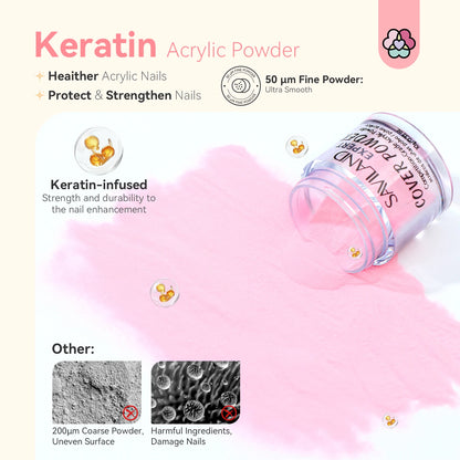 Saviland Professional Acrylic Powder Set 10g x 10 Clear Nudes Pink Ultra Fine Keratin Formula Quick Dry for Salon Nail Art