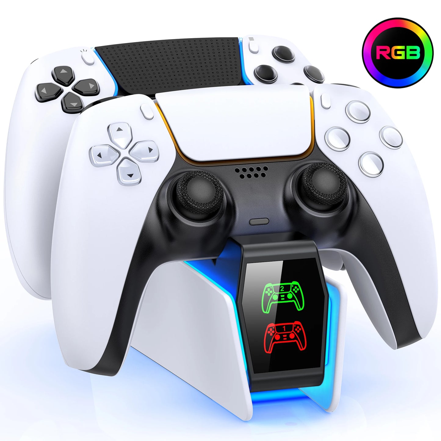 DinoFire Dual Fast Charger for PS5 Wireless Controller Stand for Sony PlayStation 5 Gamepad DualSense controller Charging Base