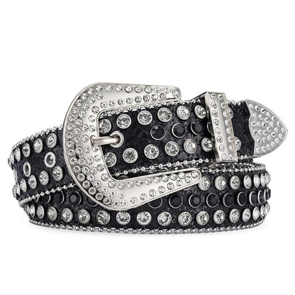 Decorative Women's Belt BB Simon Diamond Fashion Western Belt Full Diamond Embedding PU Wide Crystal Diamond Be