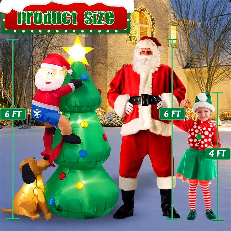 6FT Christmas Inflatable Decoration Toys Santa Claus Christmas Tree Outdoor Yard Garden New Year Xmas  Decor Glowing Toys Model