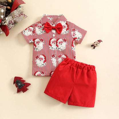 Toddler Boys Christmas Outfits Sets For Kids Short Sleeve Deer Outfit For Children Baby
