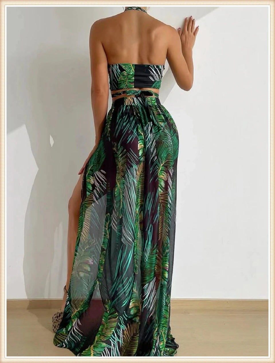 3 Pieces Tie Dye Cross Bikini 2025 Women Sexy Halter Swimsuit & Cover Up Pants Swimwear Bathers Bathing Swimming Suit Beachwear