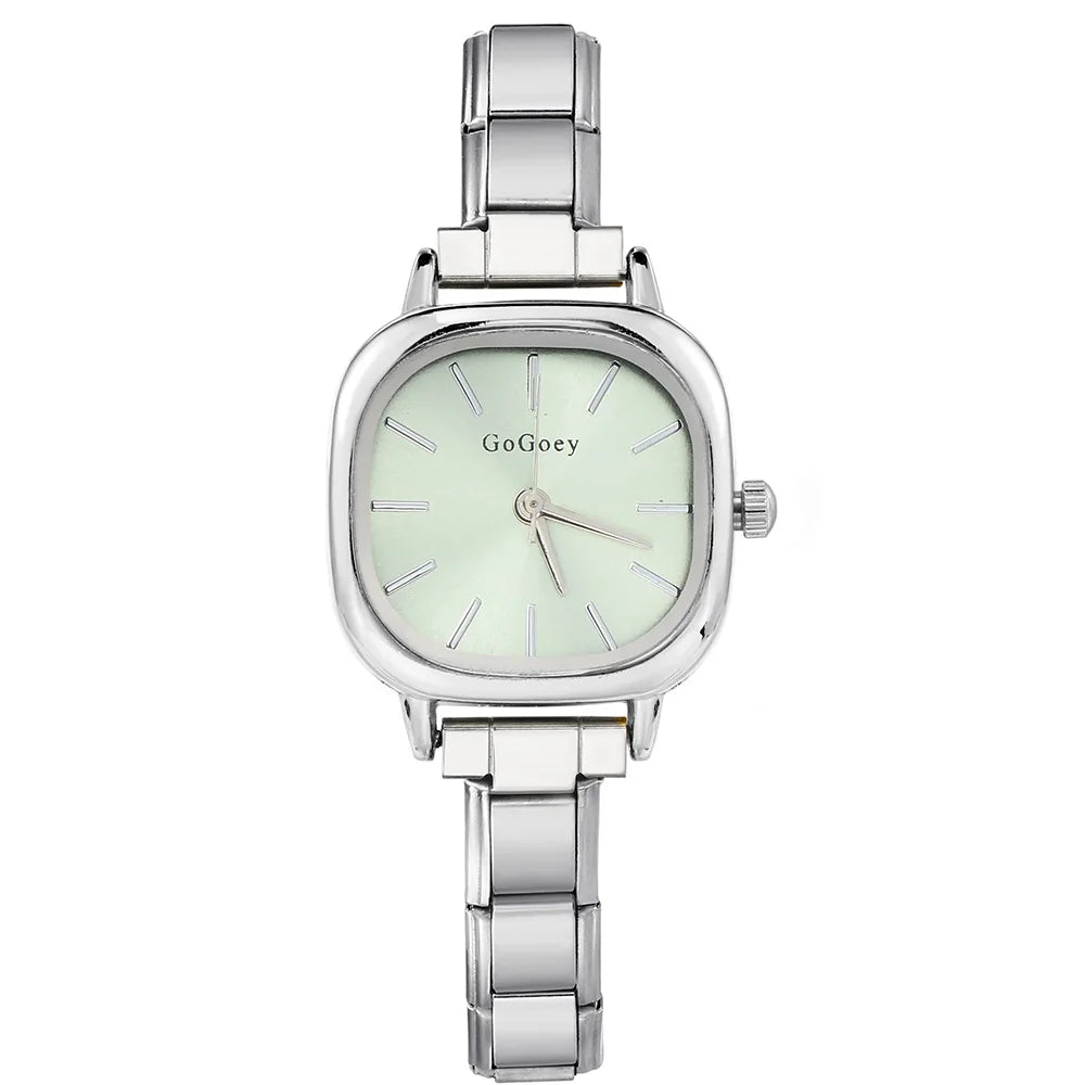 Chic Design Minimalist Women Men Squarel Quartz Watch Stainless Steel Strap Fashion Party Birthday Daily Perfect Gift