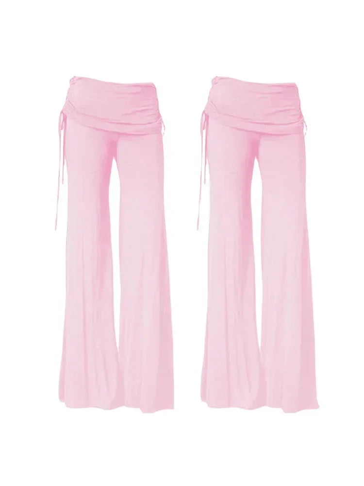 EtherealBe women's medieval cosplay pants in soft pink with a loose, flowing design for comfortable wear