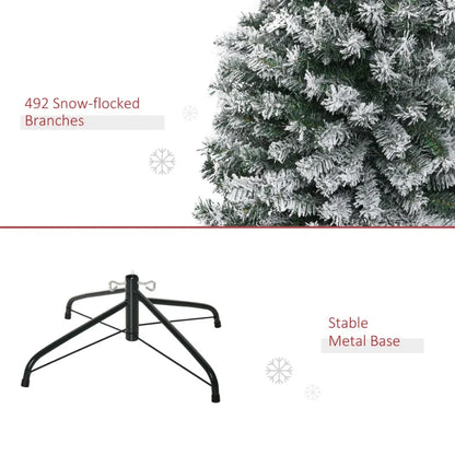 6' Tall Unlit SnowFlocked Slim Artificial Christmas Tree with Realistic Branches and 492 Tips