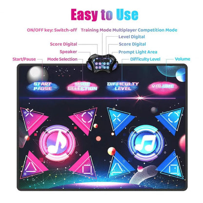 Kids Dance Mat Toy with Music Speed Modes Adjustable Dance Pad Competitive Kids Adults Electric Dancing Challenge Pad Floor Game