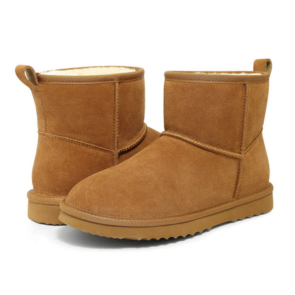 Evshine Winter Mini Snow Boots For Women Plush Lined Warm Suede Snow Boots Comfy Fuzzy Boots Fur Home Ankle Boots Lady Snow Boot