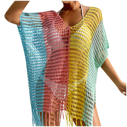 Beach Dress Tunic Cover Ups For Women Pareo Up Cpae Outfits Cover-Ups Female Summer 2024 New Knitted Sarong Bath Exits Saida