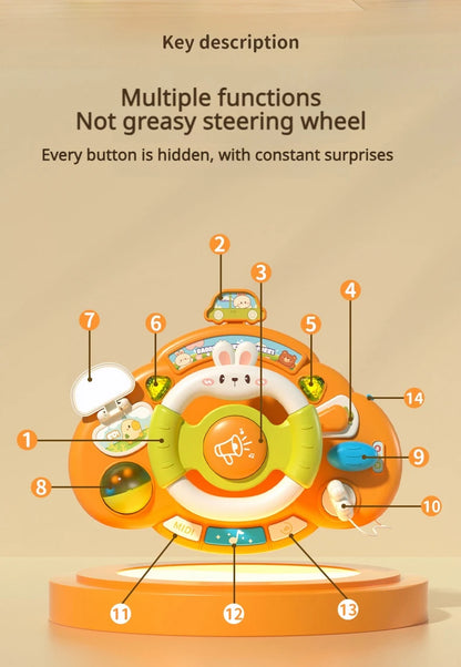 Baby Toy Electric Children's Steering Wheel Simulated Driving Car Steering Wheel LED Vocal Educate Toys Halloween Christmas Gift