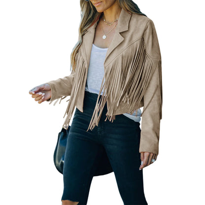 EtherealBe Fringe Suede Jacket with Tassels for Women