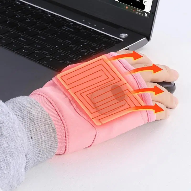 Electric USB Rechargeable Heated Gloves Fingerless Winter Hand Warmer Unisex Smart Touchscreen Fast Heating Gloves