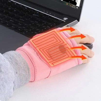 Electric USB Rechargeable Heated Gloves Fingerless Winter Hand Warmer Unisex Smart Touchscreen Fast Heating Gloves