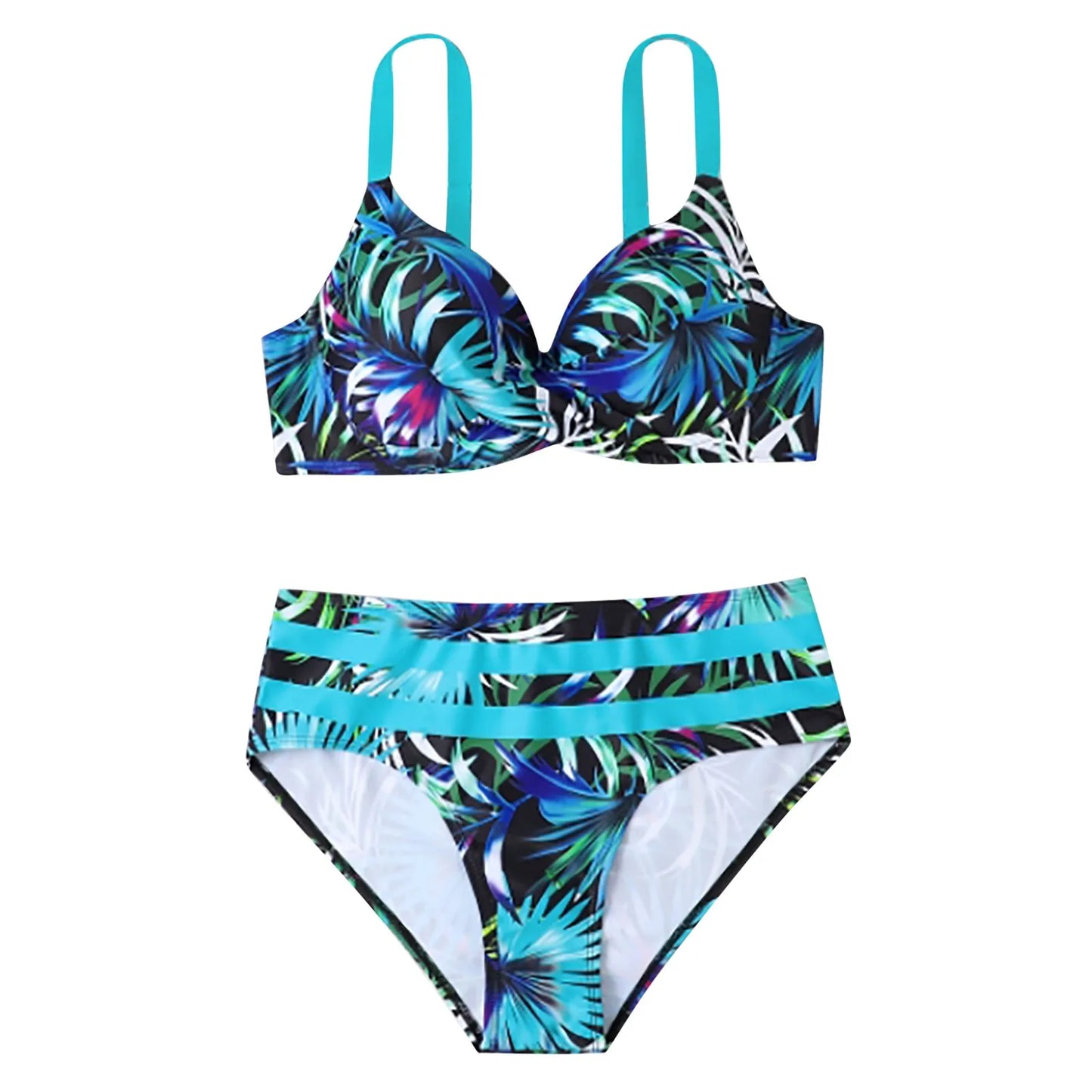Women'S Push Up Print Bikini New European American Models Sling Underwear Vest Swimwear Beach Pool Bather Two-Piece Swimsuit