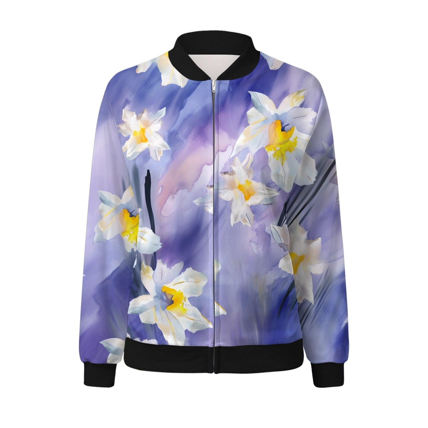 Vintage Floral Printed Jackets for Women Elegant Zipper Bomber Jacket Spring Autumn Office Wear Slim Jackets Coat Retro Outwear