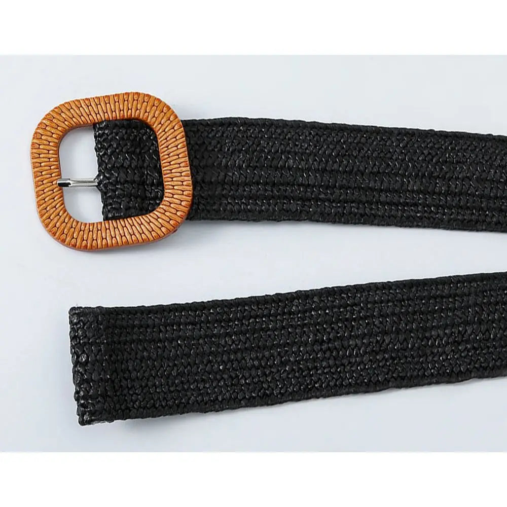 Fashion Wide Waistband Female Waist Belt Bohemian Braided Belts for Women Summer Patchwork Straw Woven Belt