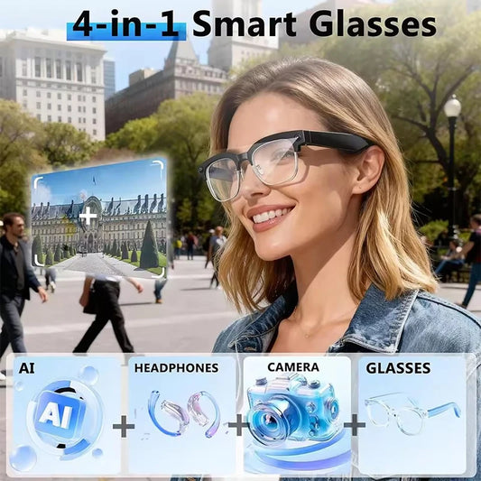 2026 New Upgrade Smart Glasses With Camera Video Recording AI Photo Recognition Bluetooth Call Translation Voice Sunglasses Men