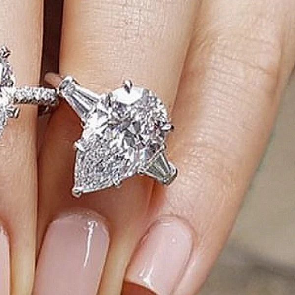 Original 100% 925 Sterling Silver Wedding Engagement Cocktail Women Luxury Drop Cuts Simulated Diamond Rings Fine Jewelry Gift