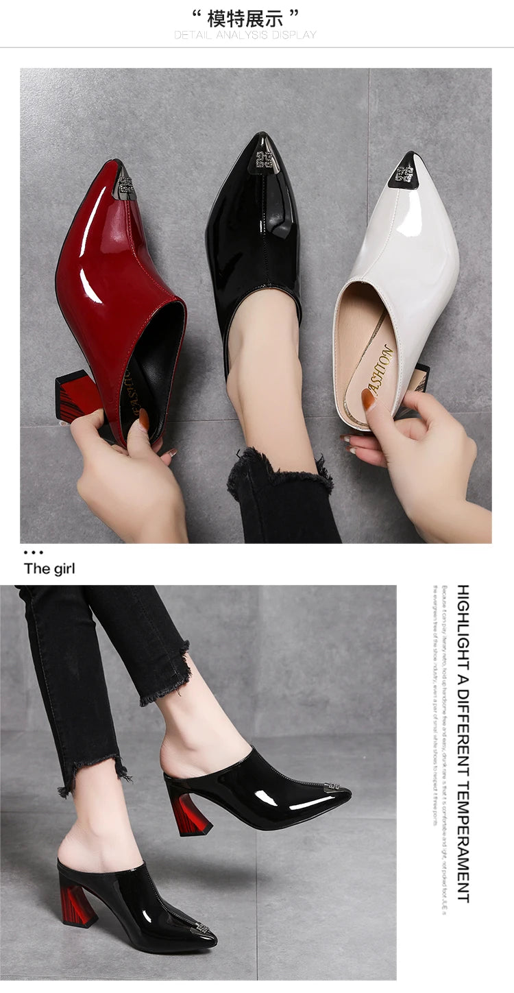 Sandalias Summer 2022 New Women Slipper High Heel Sandal Shoes Ladies High Quality PU Leather Slides Pumps Women