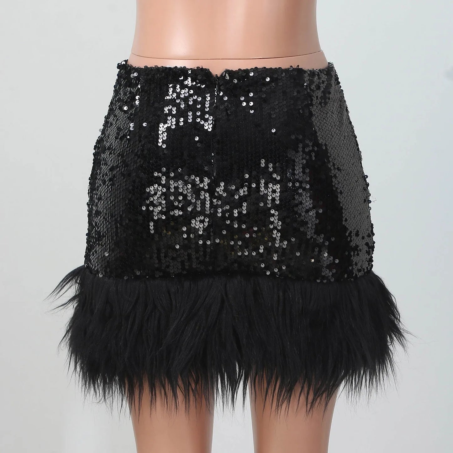 Mini Skirt For Hot Girl Women'S High Waist Sequin Feather Patchwork Wrap Hip Bodycon Mini Skirt Party Club Skirts With Zipper