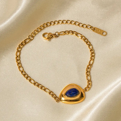 Waterproof Lapis Lazuli Triangle Oval Pendant Bracelet Stainless Steel 18K Gold Plated Ladies Jewelry Gift 2023 NEW