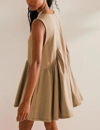 Womens Summer Sleeveless Mini Dress Casual Loose V Neck Sundress with Pockets 2025