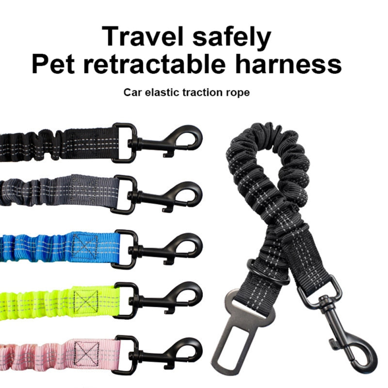 Dog Car Seat Belt Dog Seat Belt Leash Vehicle Belt Adjustable Cushioning Elastic Reflective Safety Rope for Dogs Cat