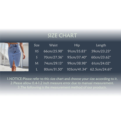 Jean Skirts for Women Summer High Waist Mid Length Front Slit Wrap Hip Denim Skirt Casual Temperament Denim Pencil Skirt