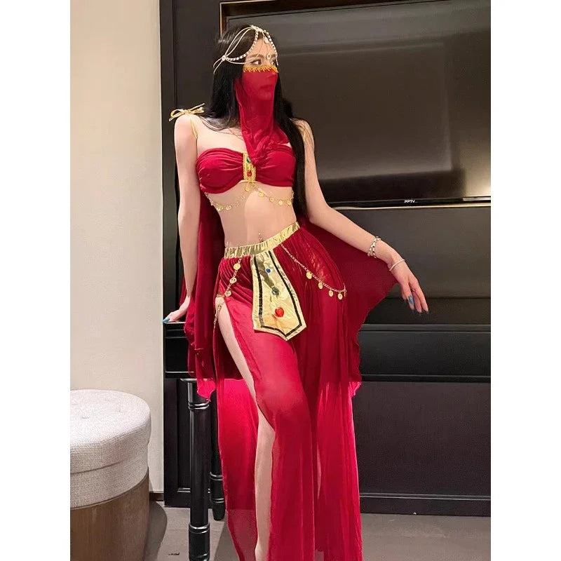Role Playing Sexy Western Dance Girl Aladdin Peacock Princess Greek Goddess Costume Hot Egyptian Exotic Costume Performance Set