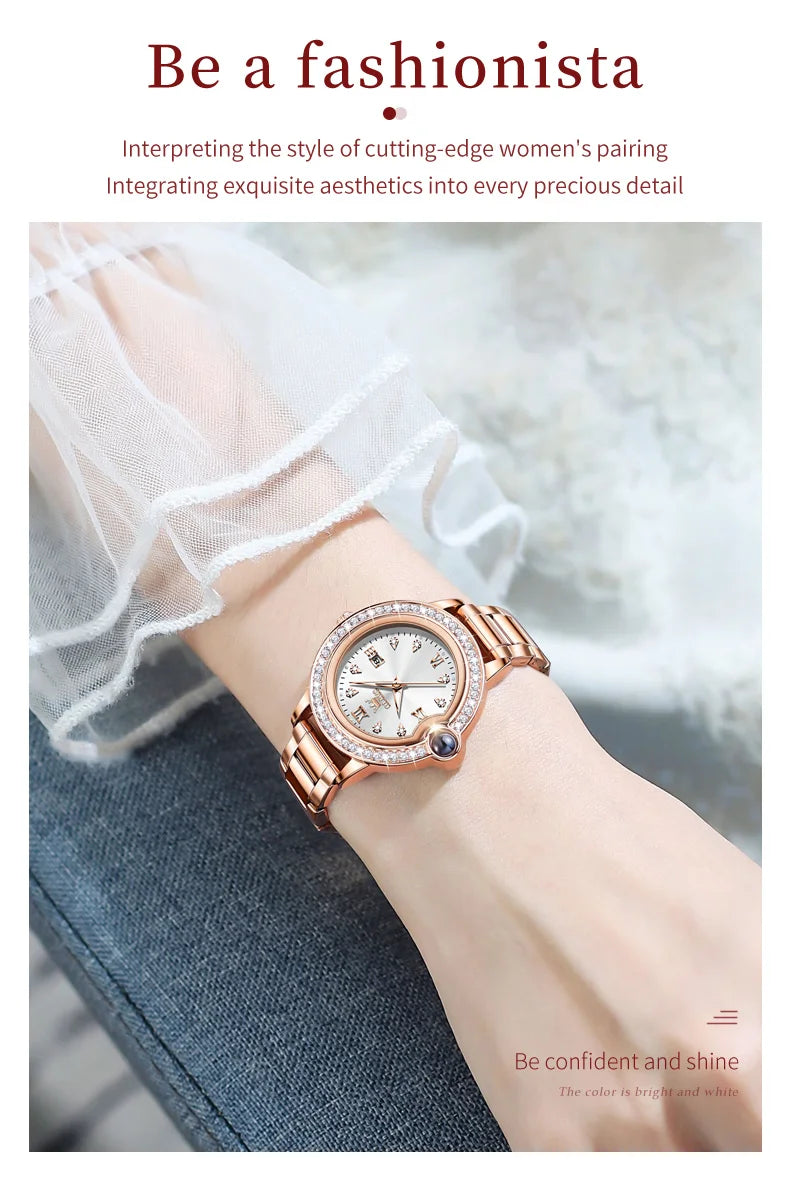 OLEVS 5588 Original Certification Women's Watches Love Expressing Watch Quartz Watch for Lady's Waterproof Date Dress Wristwatch