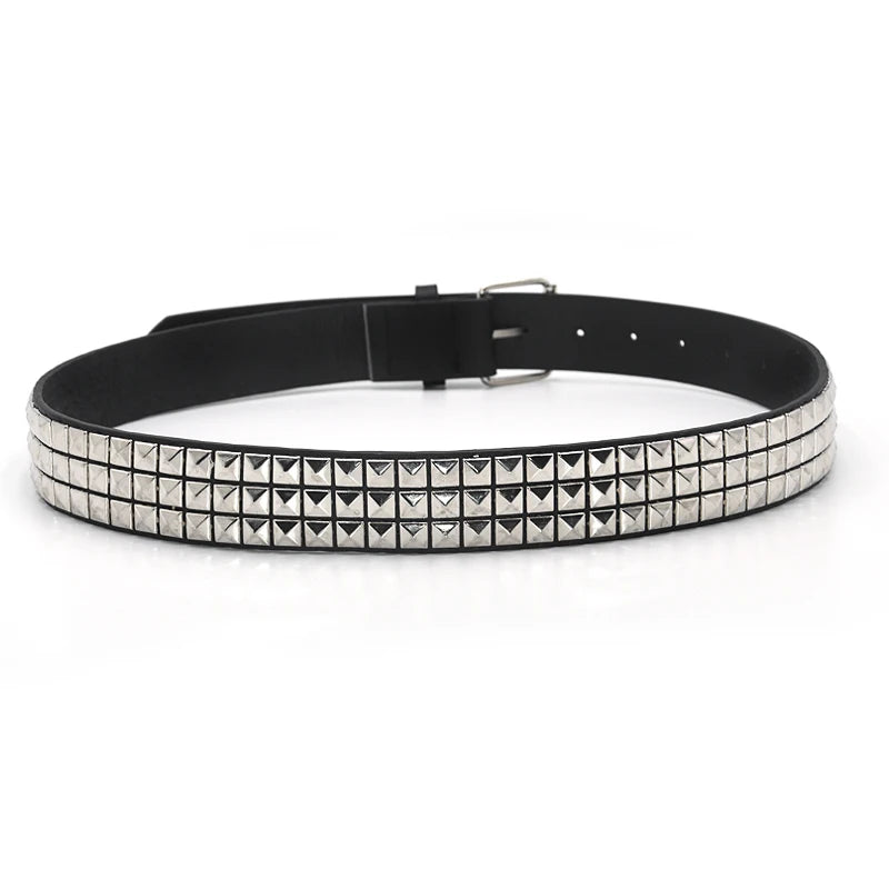 High Quality Rivet Belt Men&Women's Studded Fashion Versatile Belts Punk Rock With Pin Buckle Drop Decoration Black Hot Sale