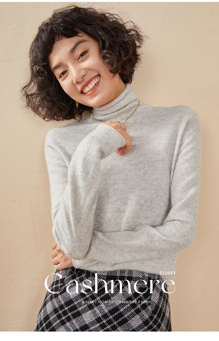 New Women's Cashmere Sweater 100% Pure Cashmere Knitted High Collar Hoodie Hot Selling Soft Solid Color Women's Top