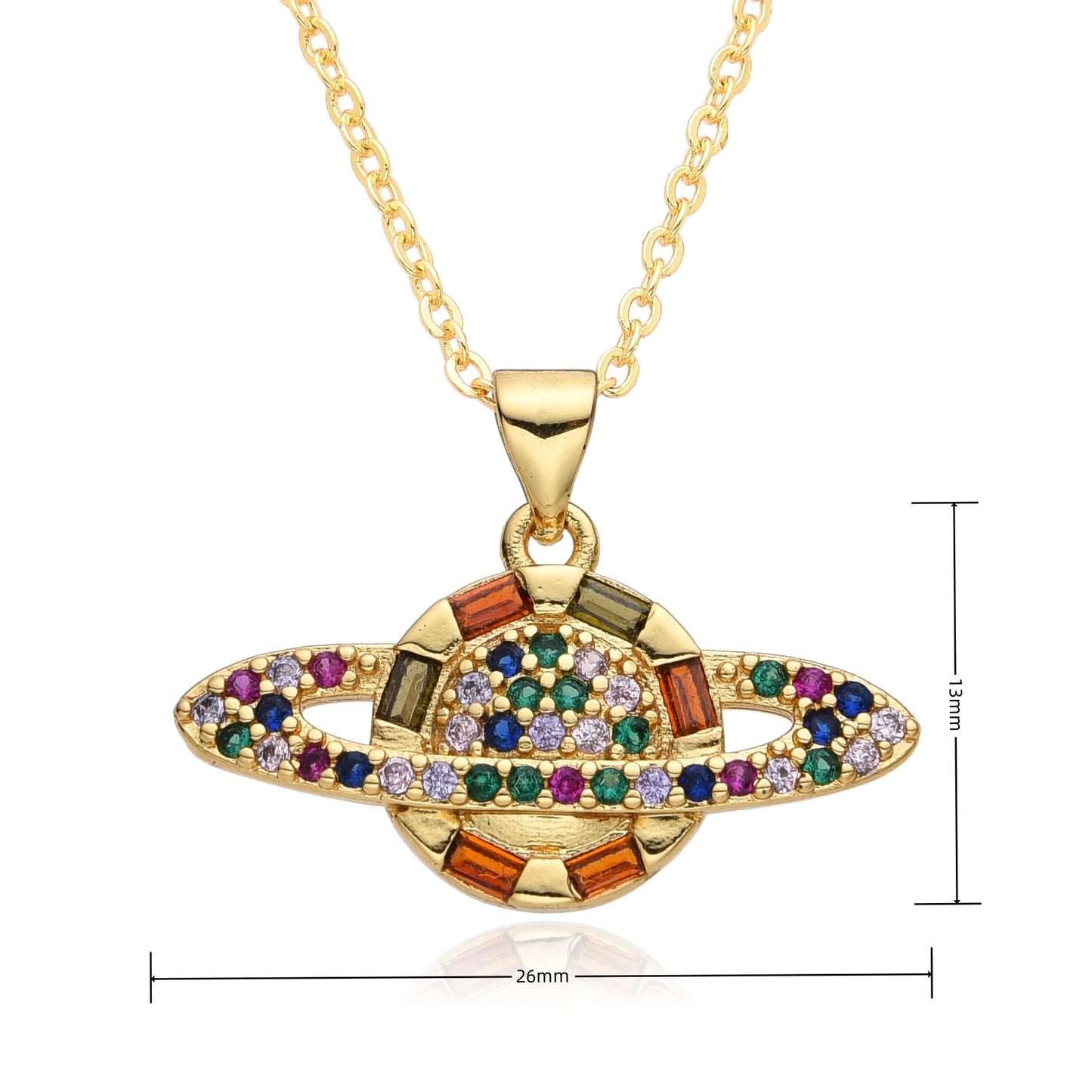 Y2K Gold Color Saturn Charms Micro-inlaid CZ Necklace for Women Planet Choker Chain Pendant DIY Jewelry Christmas Gift Wholesale