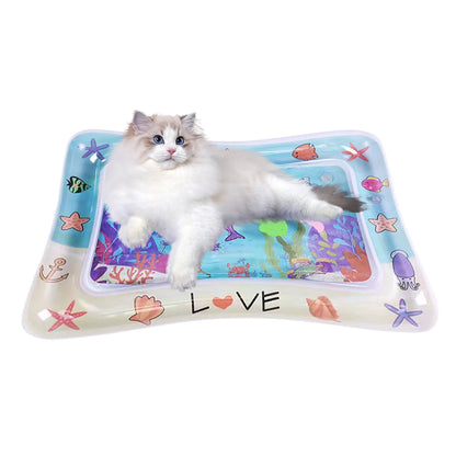 Sensory Water Play Mat For Cats Dogs Water Sensory Pad Thickened Water Sensory Playmat With Fish Pets Summer Playing Water Pad