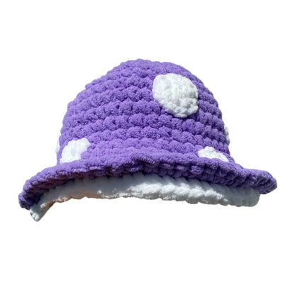 Halloween Crochet Fisherman Hat Soft Bucket Hat  Handmade Mushroom Hat Women Children Hat Novelty Photoshoots Hat M6CD
