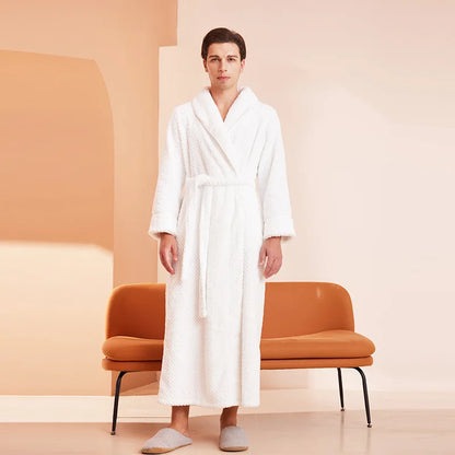 Thicken Flannel Women Long Robe Home Dress Autumn Winter Warm Couple Sleepwear Bathrobe Plush Coral Fleece Lounge Wear Negligee